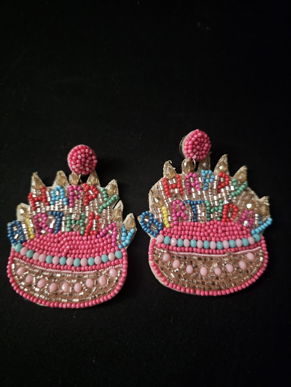 Pink Beaded Statement Drop Earrings